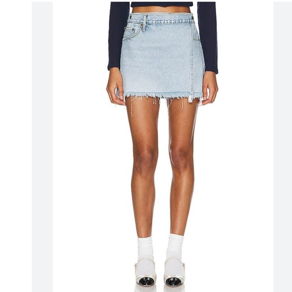 Re/Done Light Blue Denim Mini Skirt